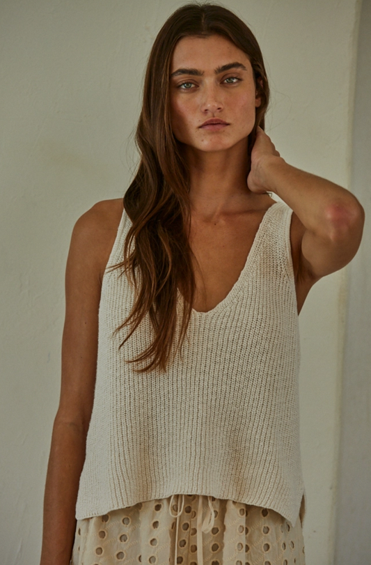 Cotton V Neck Sweater Tank