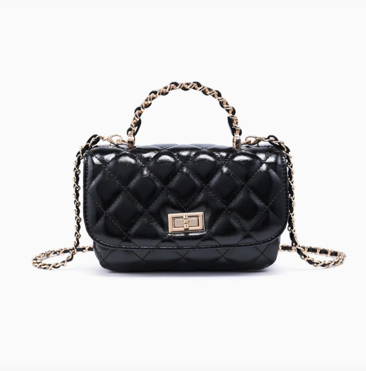 Leo Quilted Cross Body Bag in black
