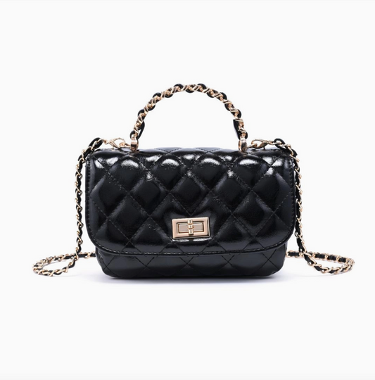 Leo Quilted Cross Body Bag in black