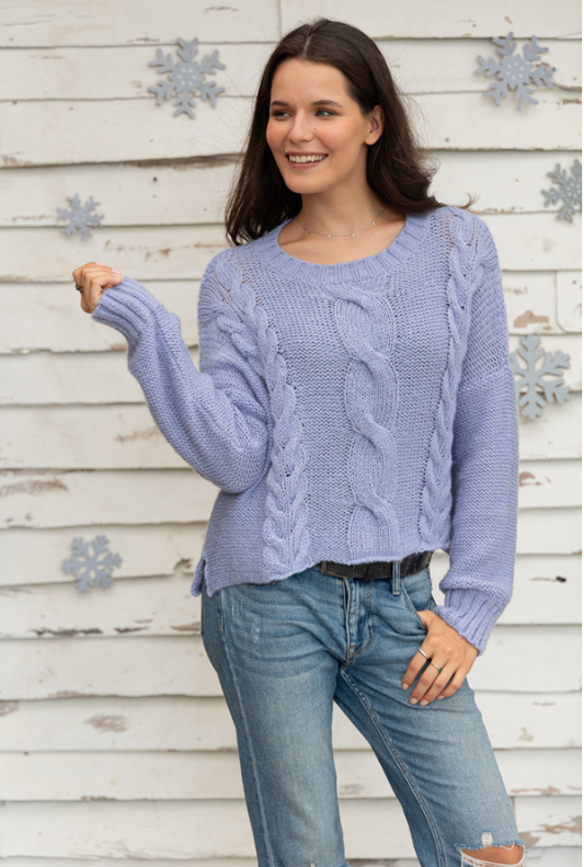 Aspen Cropped Cable Crew Chunky in 2 Colors