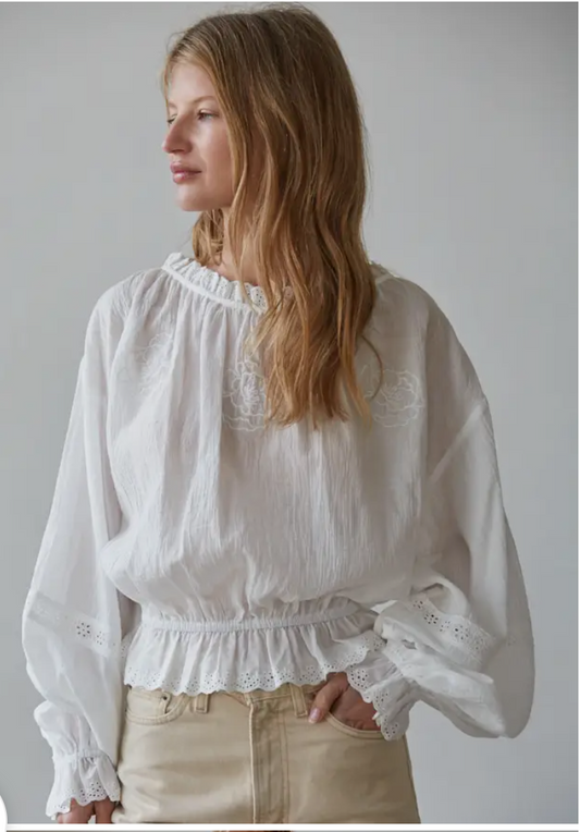 Woven Cotton Embroidered Long Sleeve
