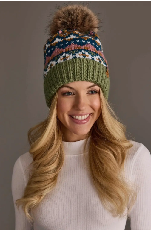 Green, Blue, Pink & Brown Pattern Hat