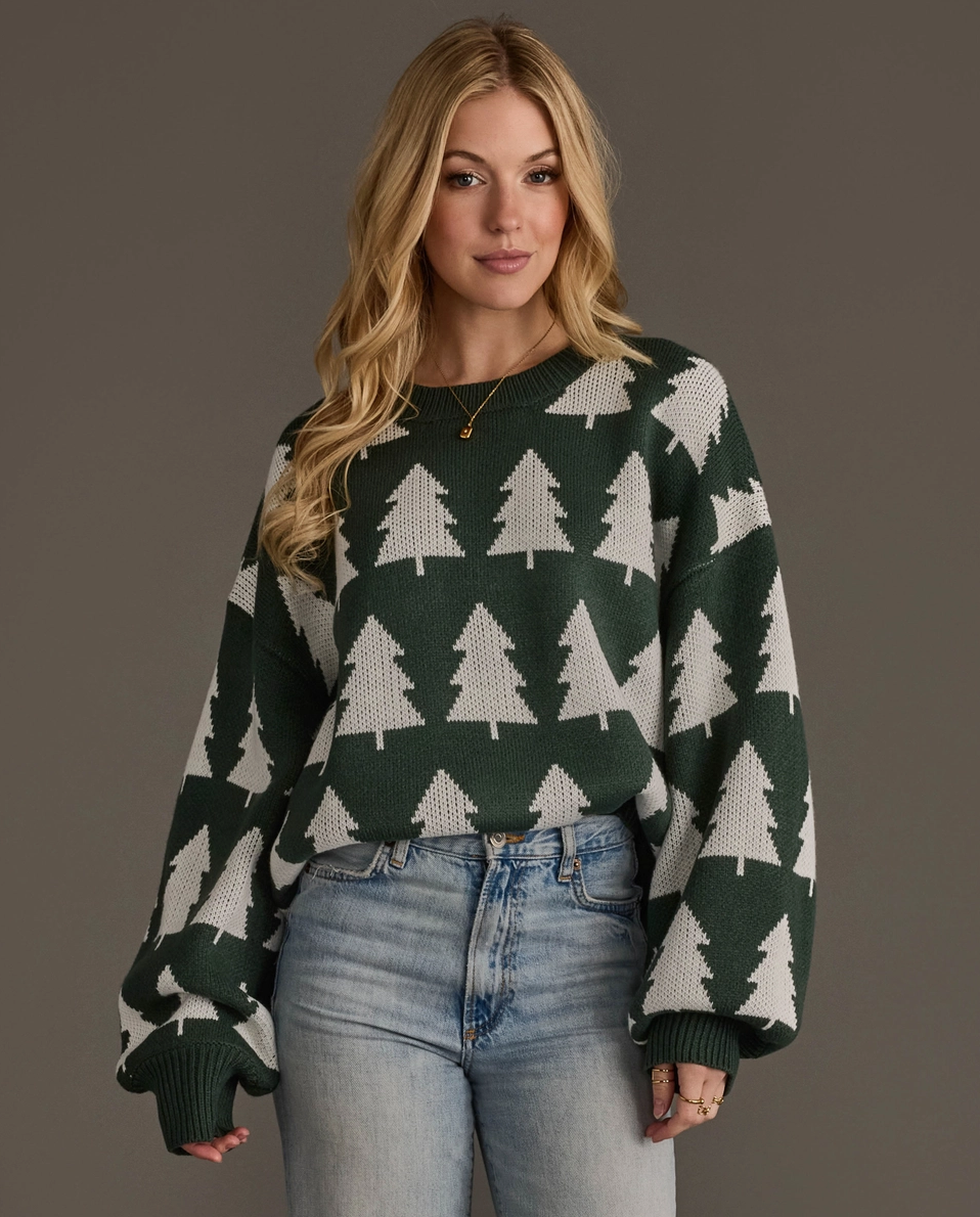 Green Tree Crewneck Sweater