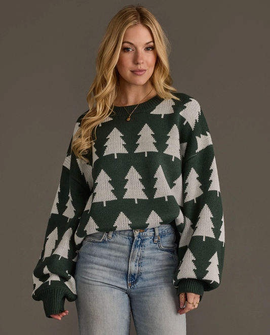 Green Tree Crewneck Sweater