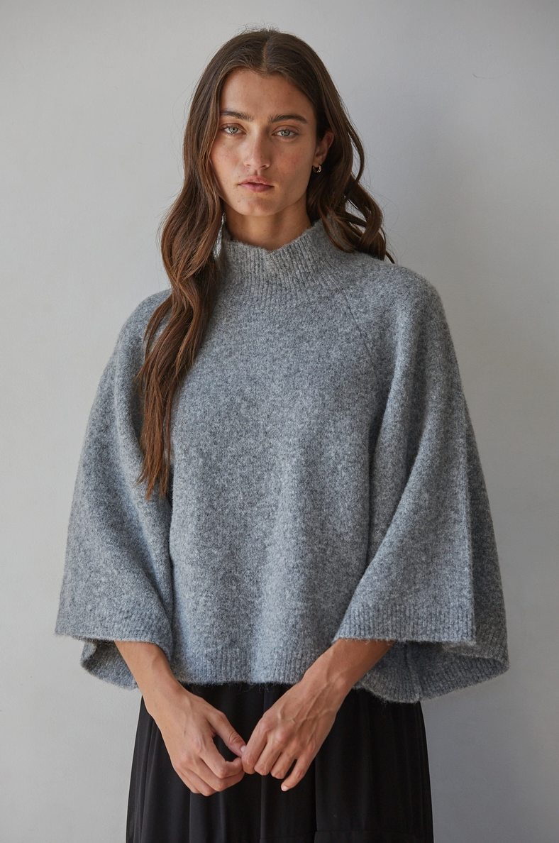 Boxy Knit Turtleneck Sweater