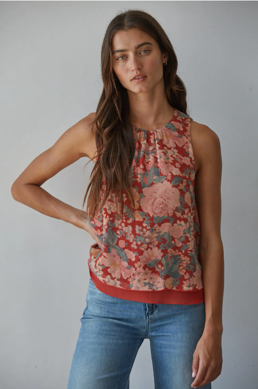 Chiffon Floral Print Sleeveless Top