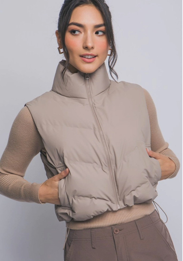 Cropped Chevron Puffer Vest in 3 Colors