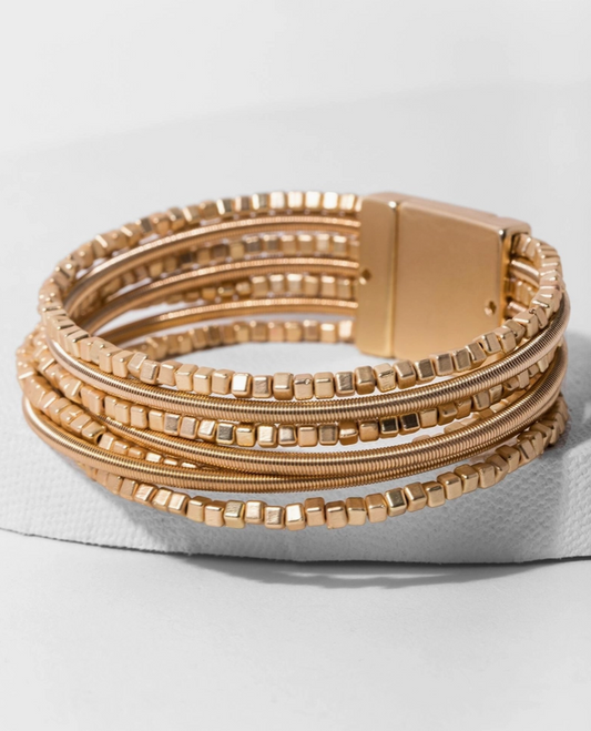 Scarlett Metallic Beaded Bracelet in gold or silver