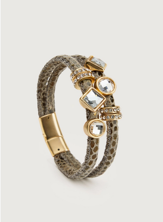 Bling Charm Leather bracelet in 4 Colors