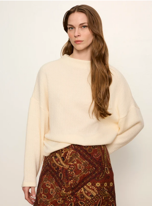 Ribbed Dolman Sweater in Bone