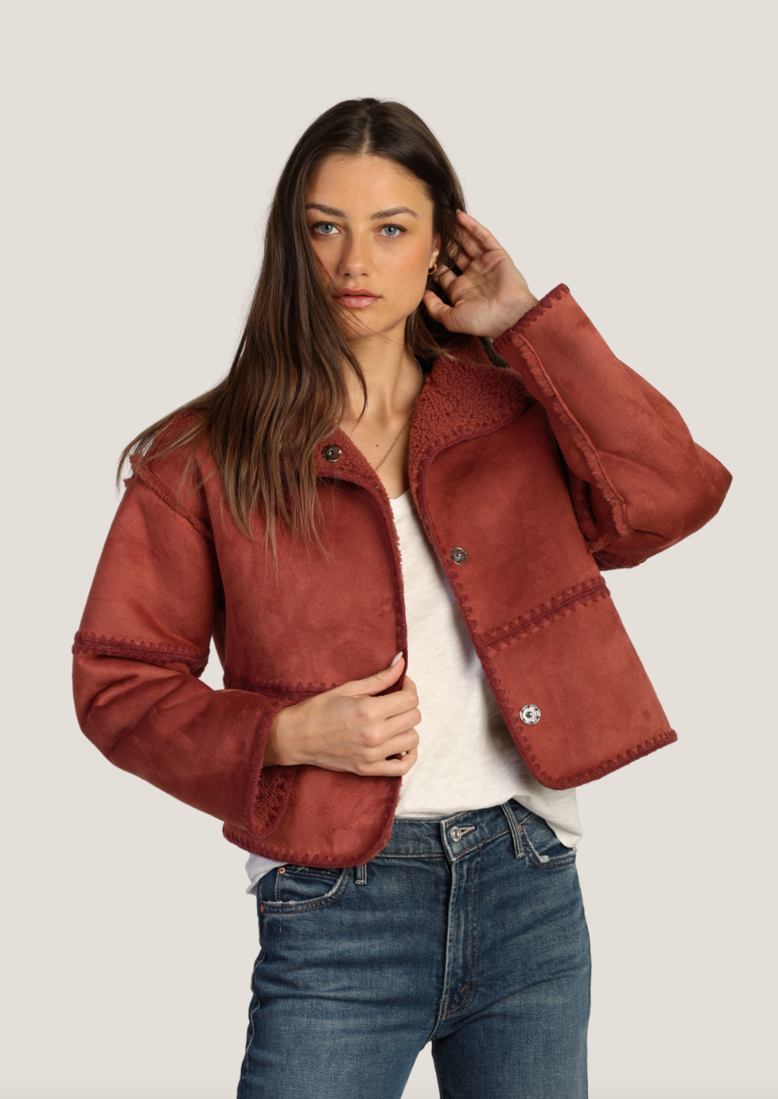 Casey Stitched Jacket in Rich Red
