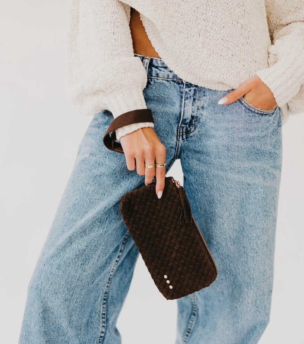 Emma Woven Clutch in Faux Suede (3 colors)