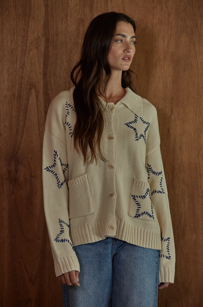 Cardigan Sweater with Star Detail