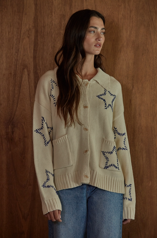 Cardigan Sweater with Star Detail