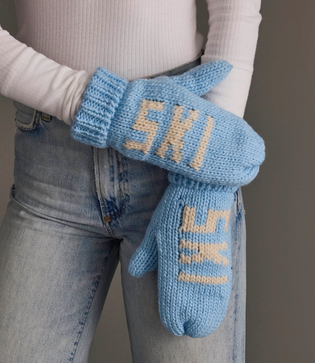 Sky Blue Ski Mittens
