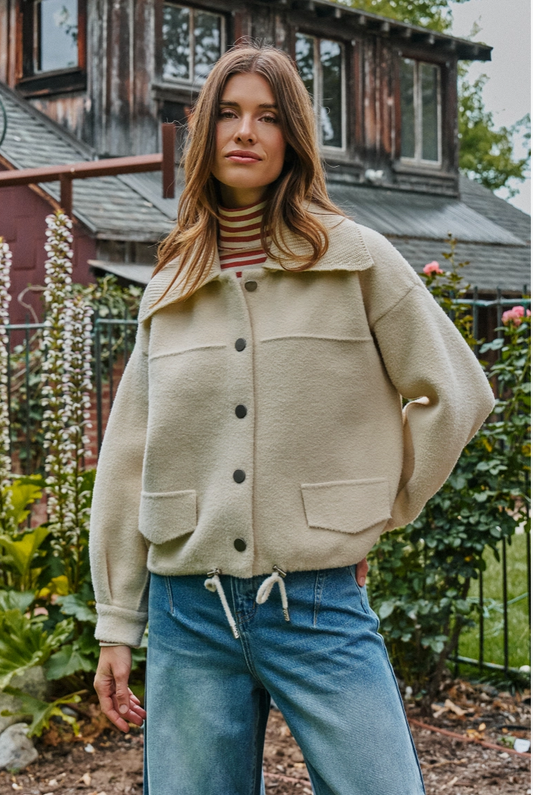 Sweater Knit Jacket with Detatchable Collar