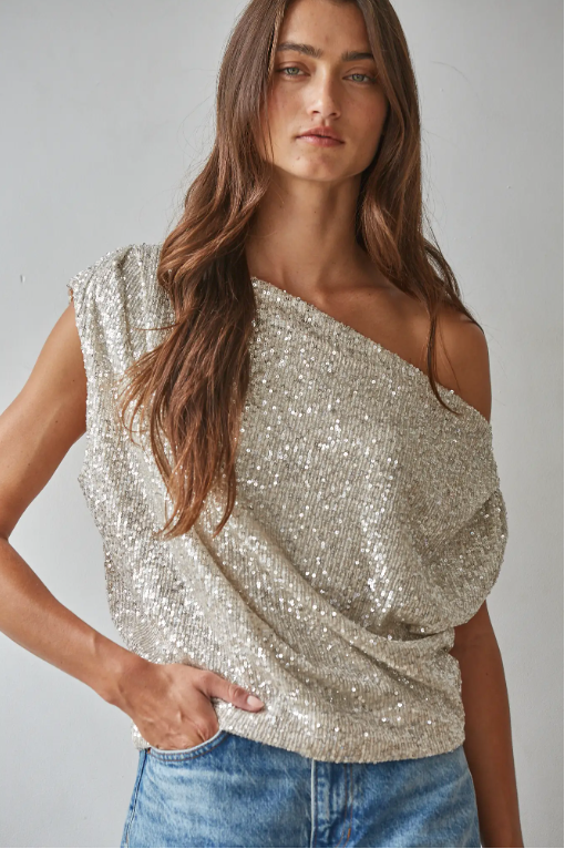 Sequin off the shoulder top