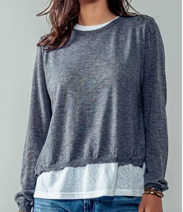 Double layer Rib Knit Top