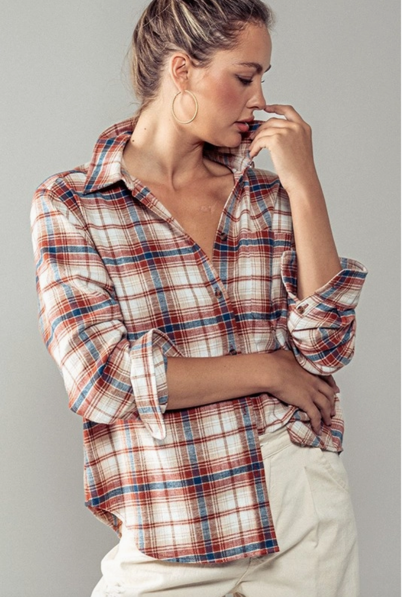 Plaid Flannel Button Down Shirt