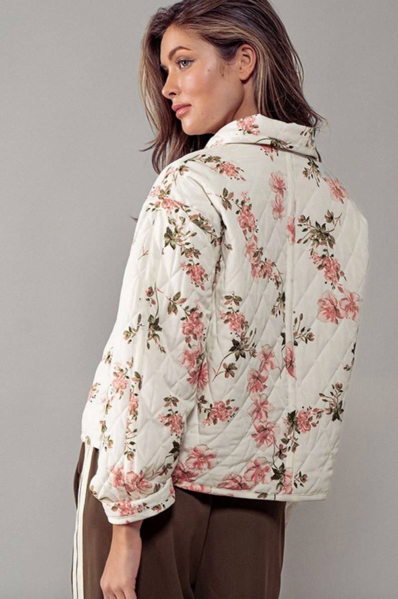 Diamond Quilt Garden Bomber Jacket