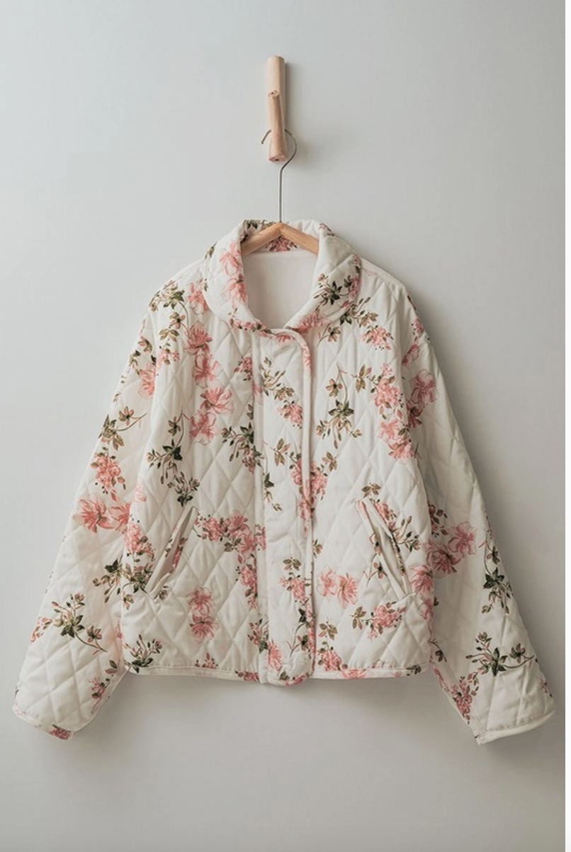 Diamond Quilt Garden Bomber Jacket