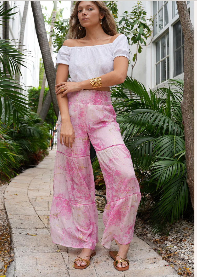 Lagoon Marble Print Pants in Pink