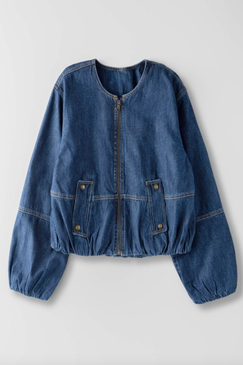 Utility Zip Up Denim Bomber jacket
