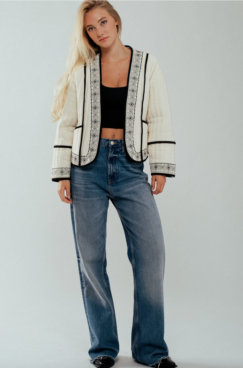 Boho Embroidered Quilted Jacket