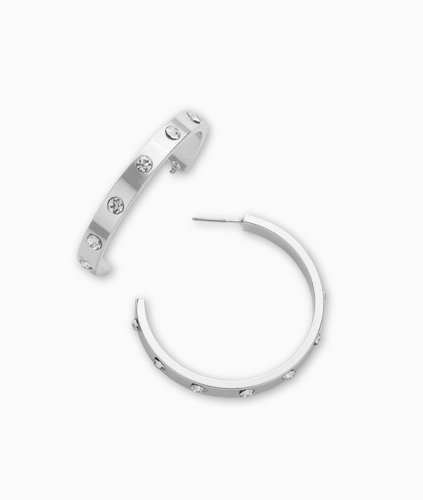 Crystal Love Hoop Earring in Silver or Gold