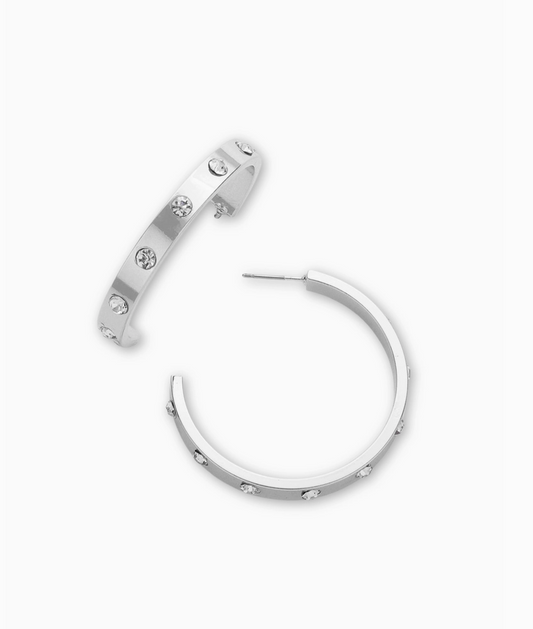 Crystal Love Hoop Earring in Silver or Gold