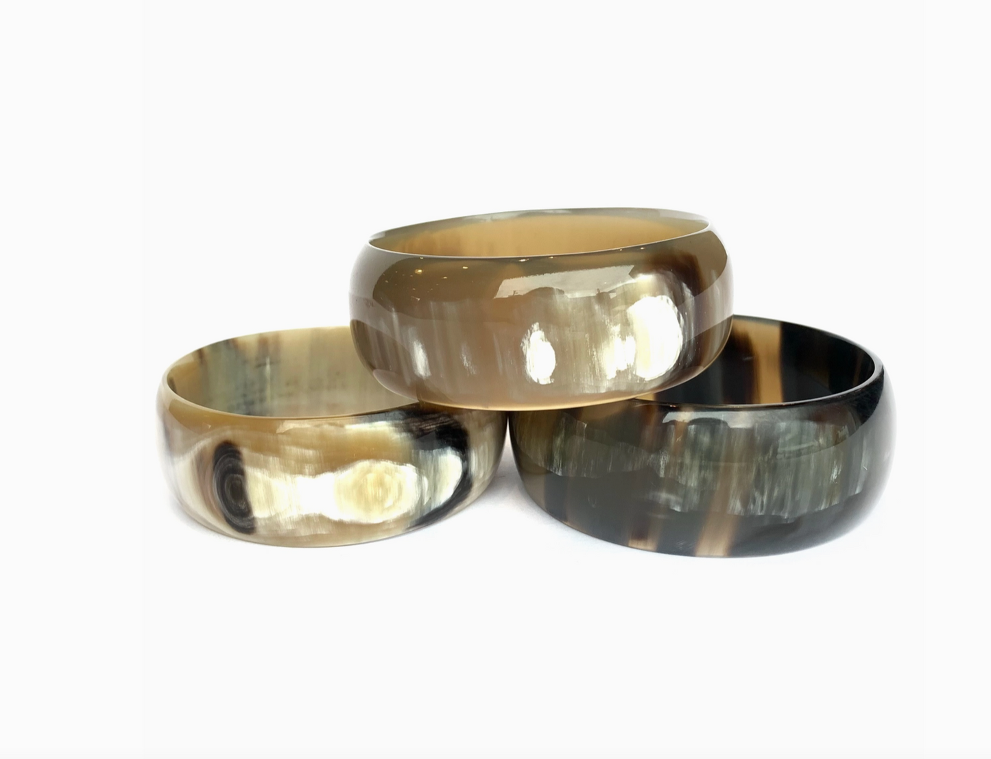 Cow Horn Bangle Bracelet, 3 widths