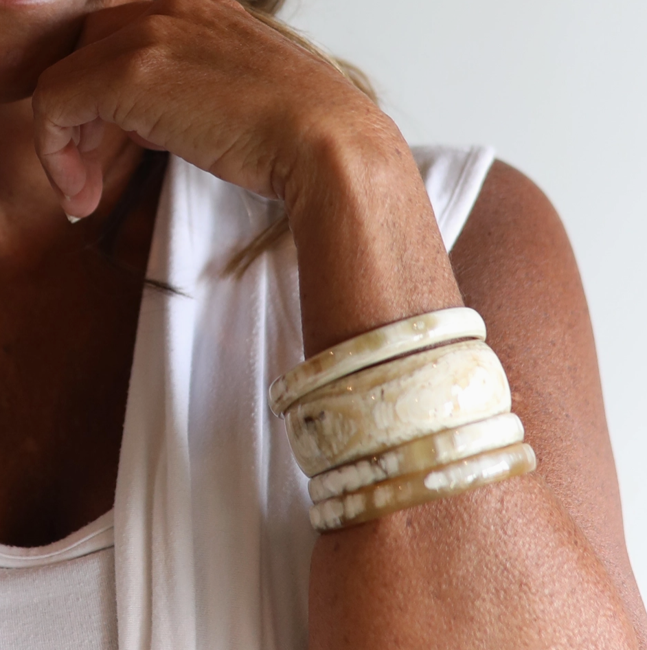 Cow Horn Bangle Bracelet, 3 widths