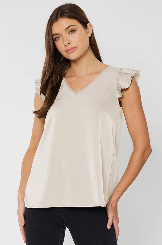 Satin V Neck Sleeveless top (2 Colors)