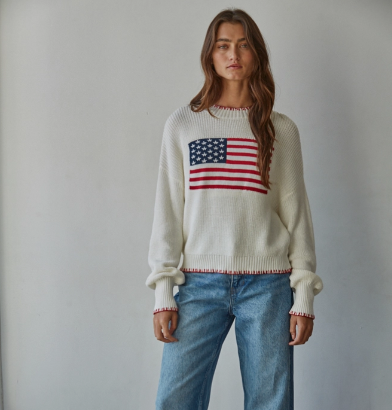 American Flag Crew Neck Sweater