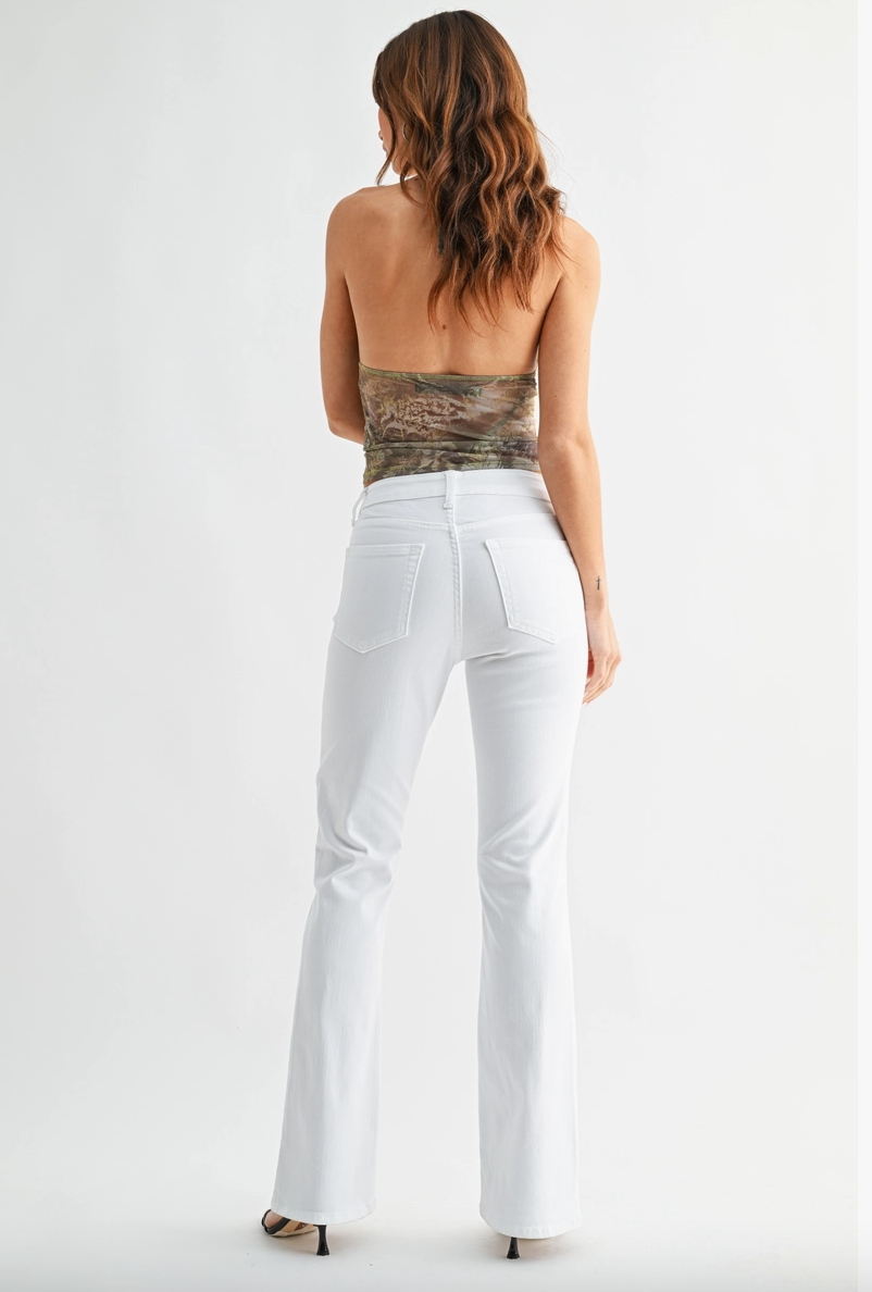 Regular Hem White Bootcut Jeans