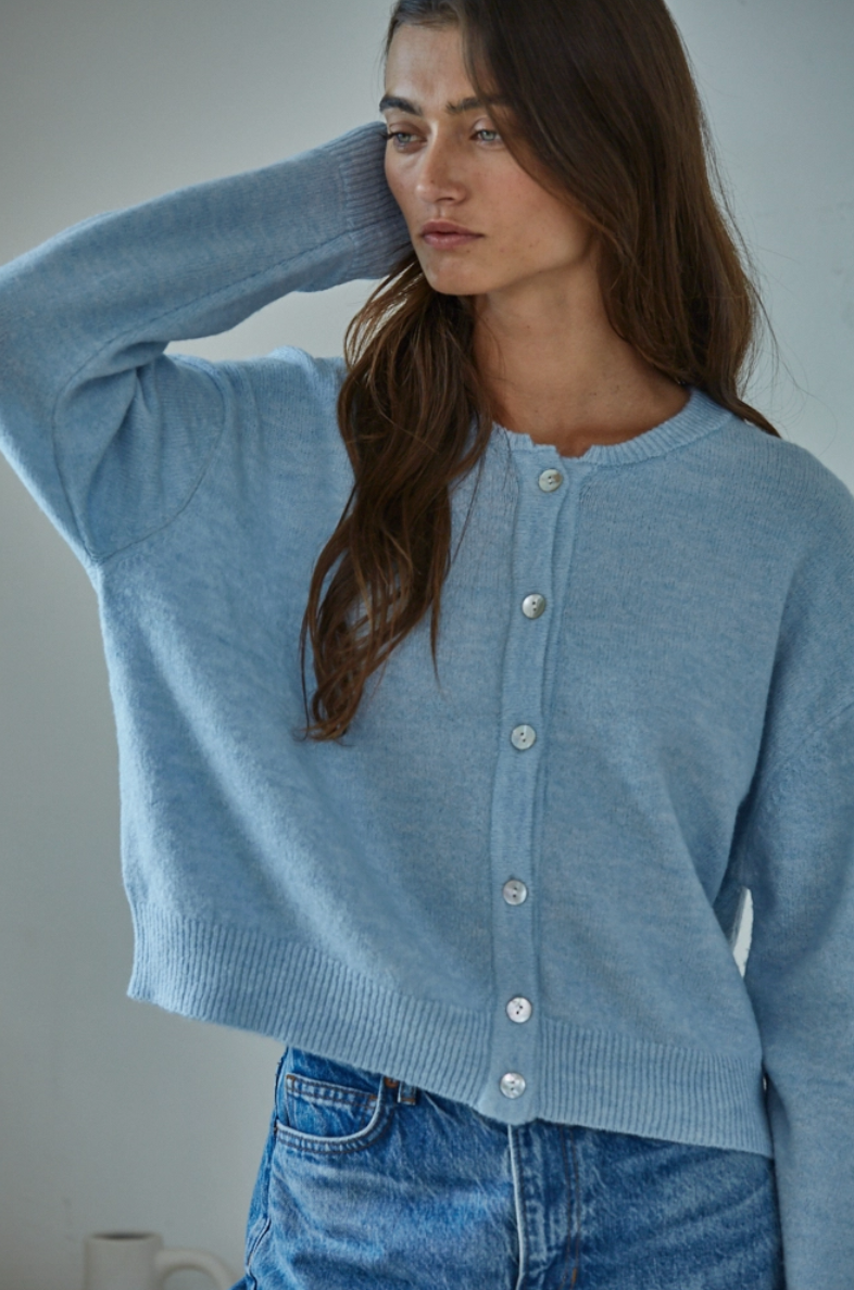 Crew Neck Cardigan Sweater
