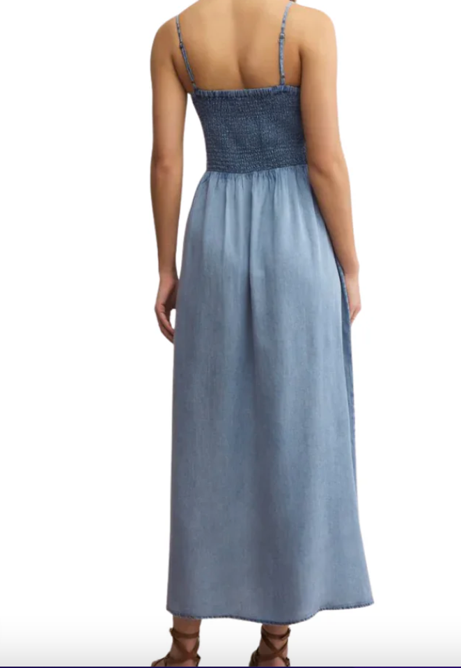 Bayside Chambray Midi Dress in Medium Chambray
