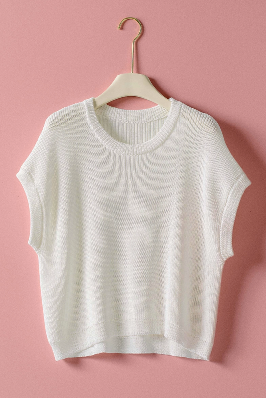 Boxy Knit Sweater Top in white