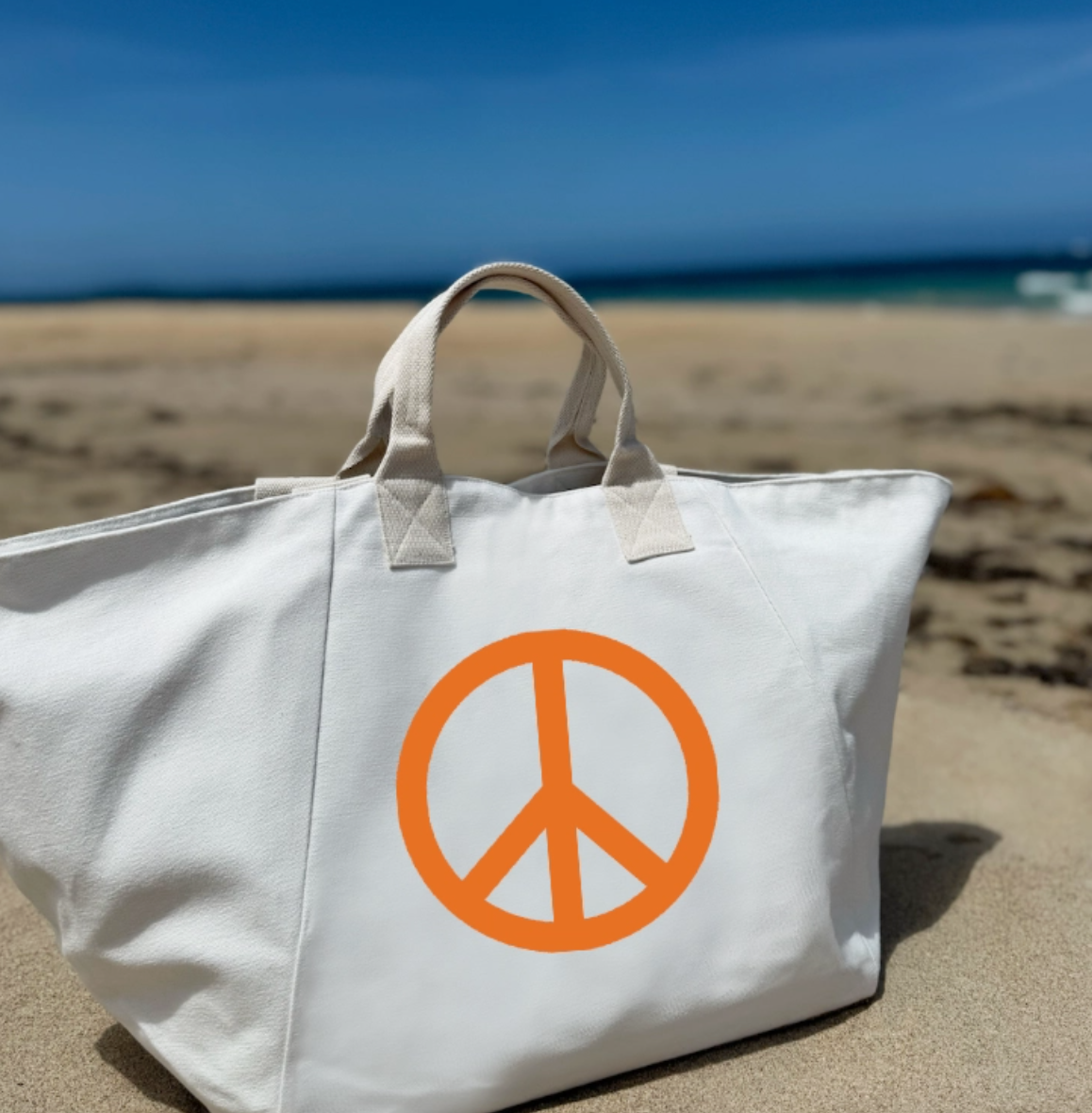 Beach Tote with Peace Symbol