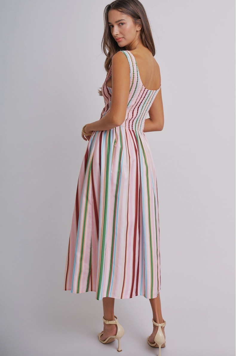 Candy Striped Smocked Dress