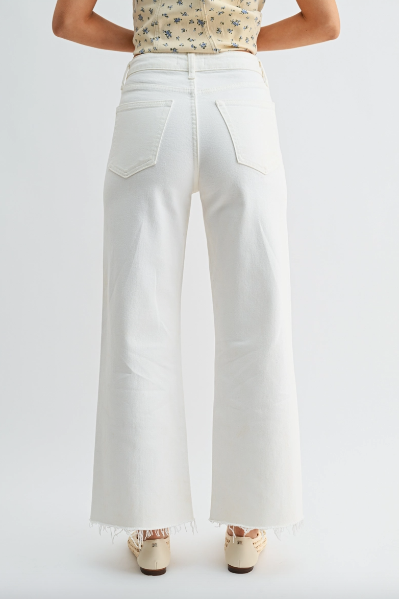 JBD Scissor Cut Slim Wide Leg Jean in White