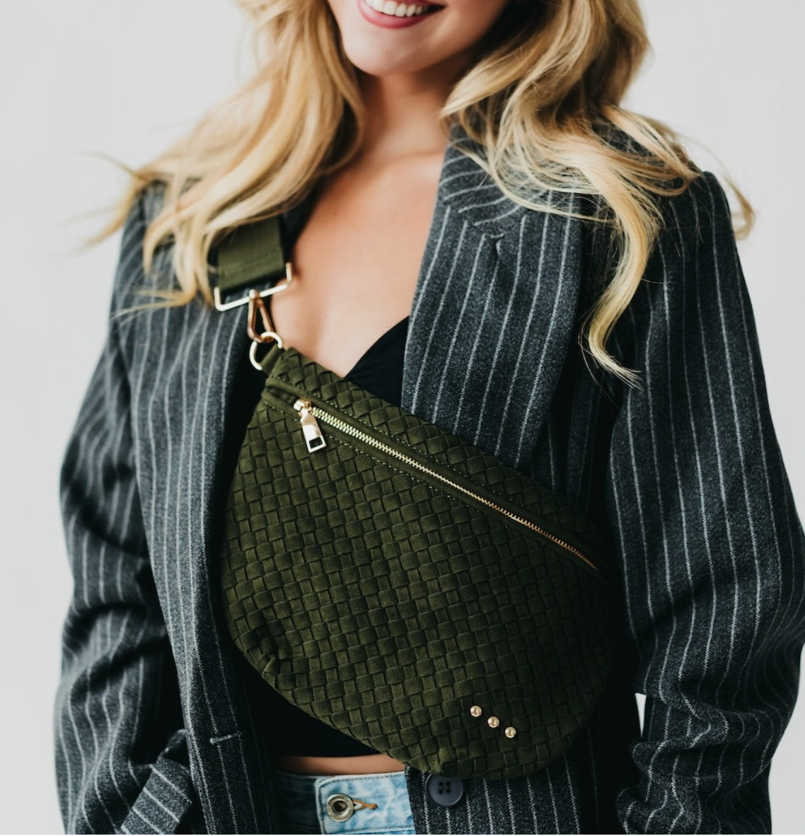 Suede Westlyn Woven Cross Body Bag
