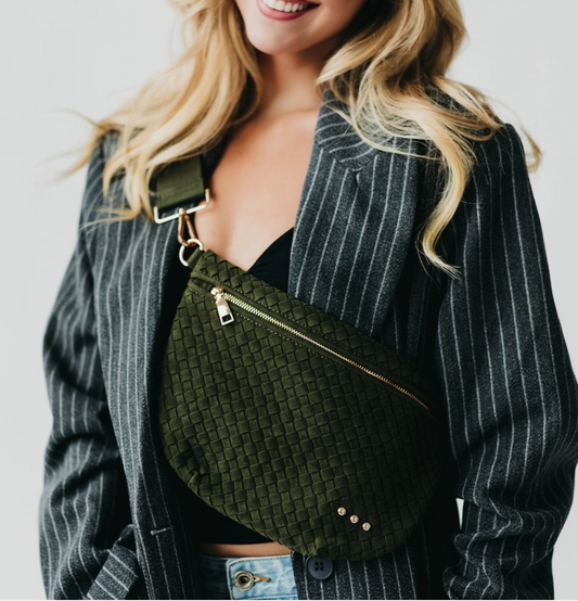 Suede Westlyn Woven Cross Body Bag