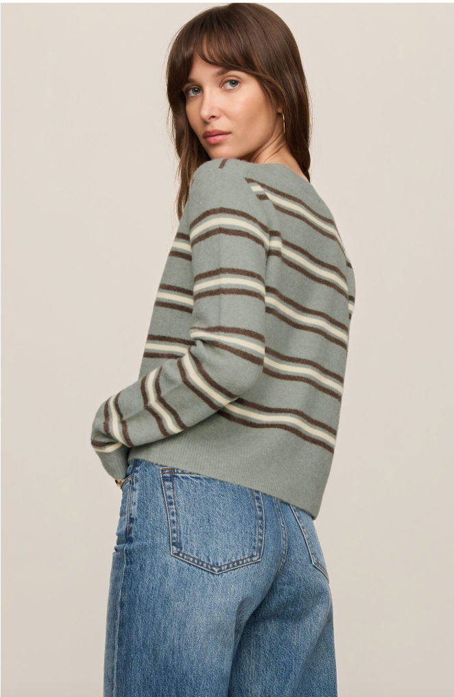 Medina Striped Cardigan in Aqua Cloud