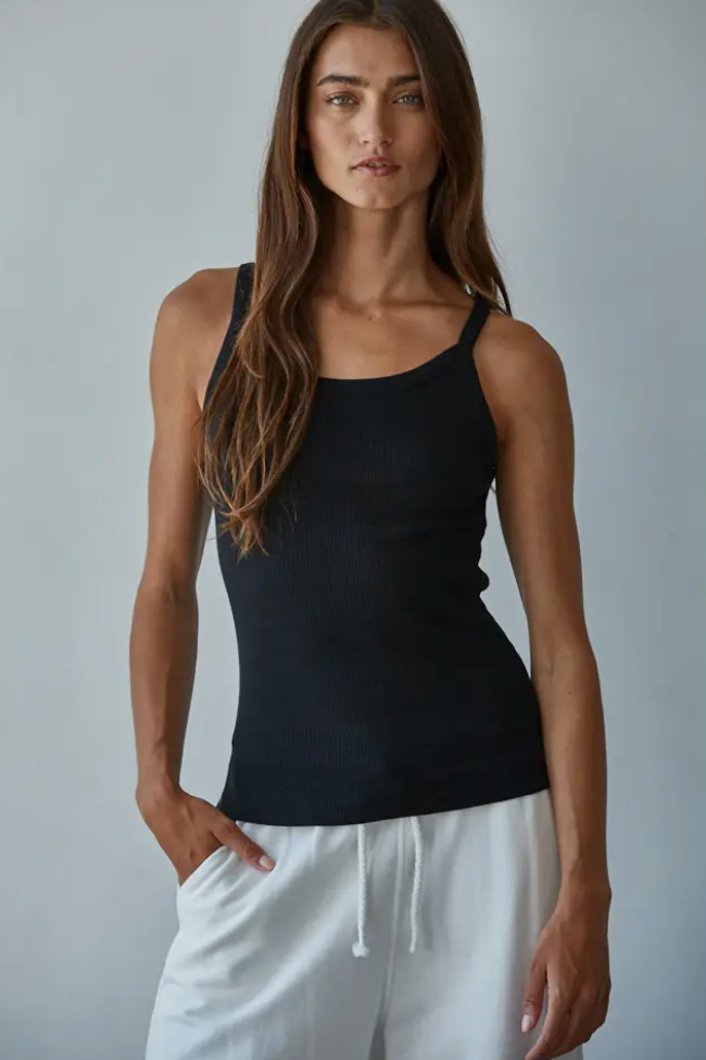 Knit Cotton Ribbed Tank Top