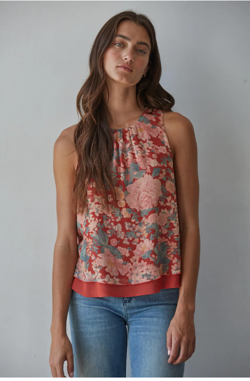 Chiffon Floral Print Sleeveless Top