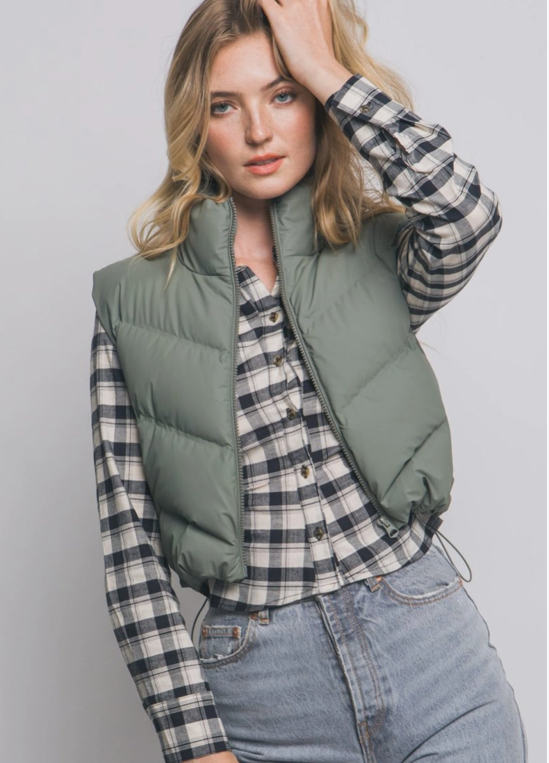 Cropped Chevron Puffer Vest in 3 Colors