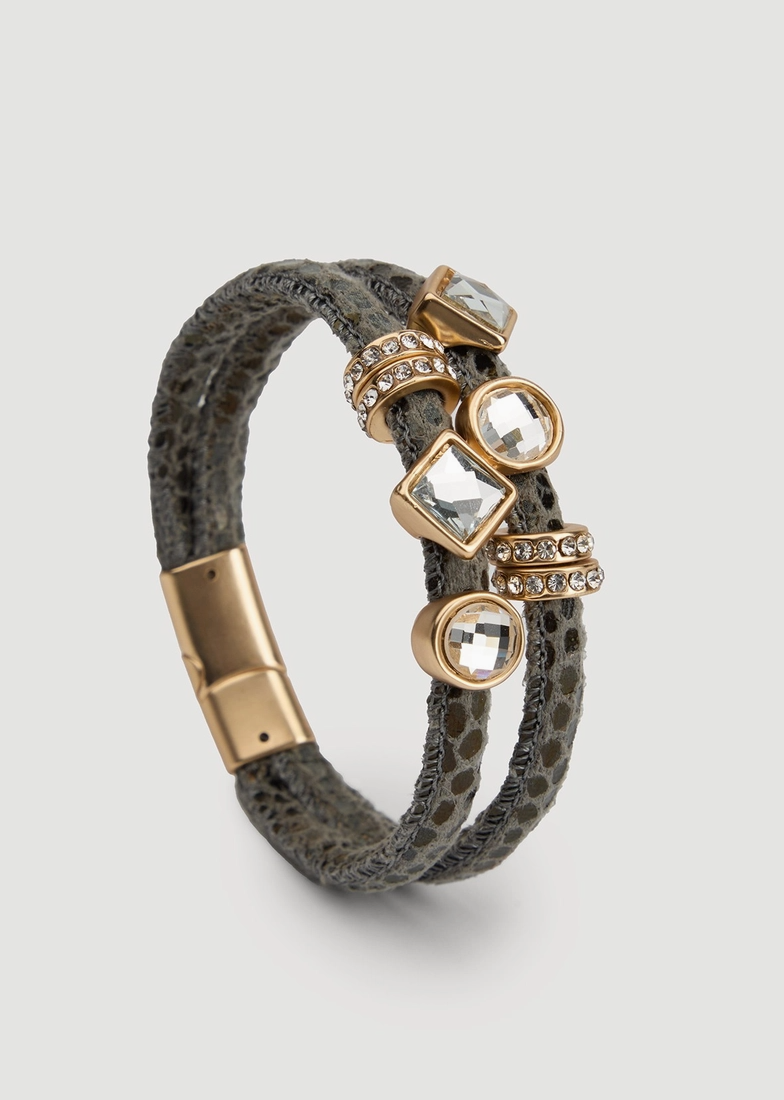 Bling Charm Leather bracelet in 4 Colors