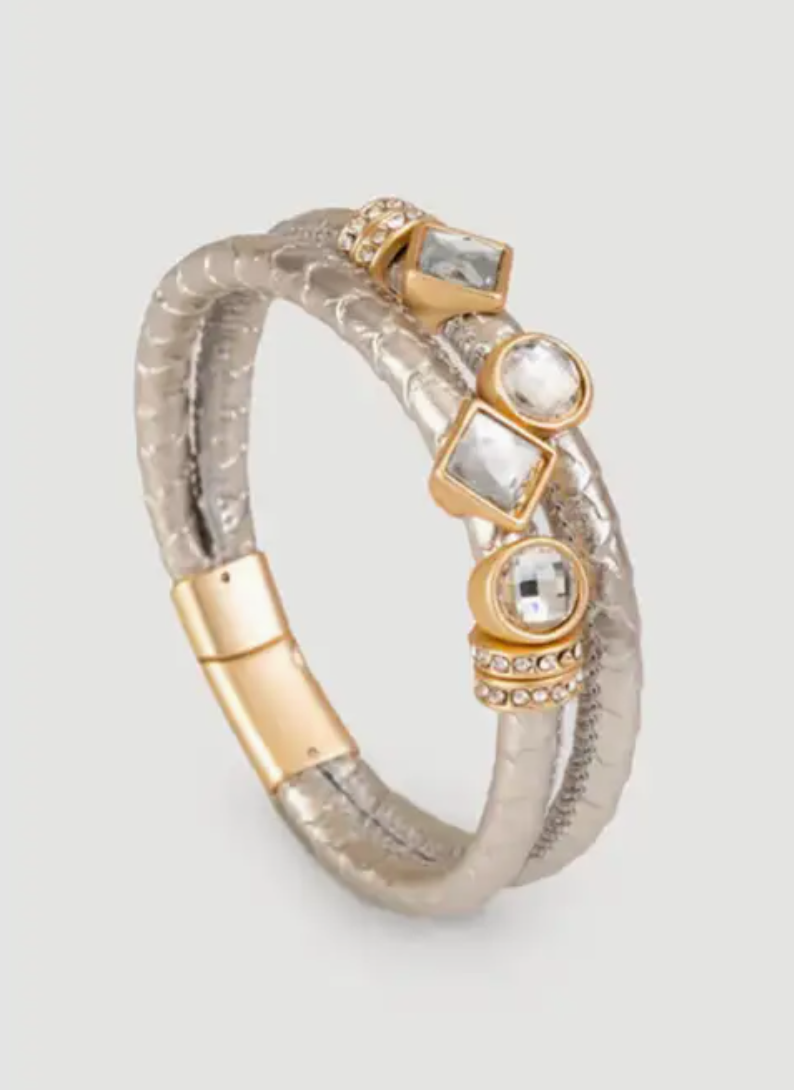 Bling Charm Leather bracelet in 4 Colors
