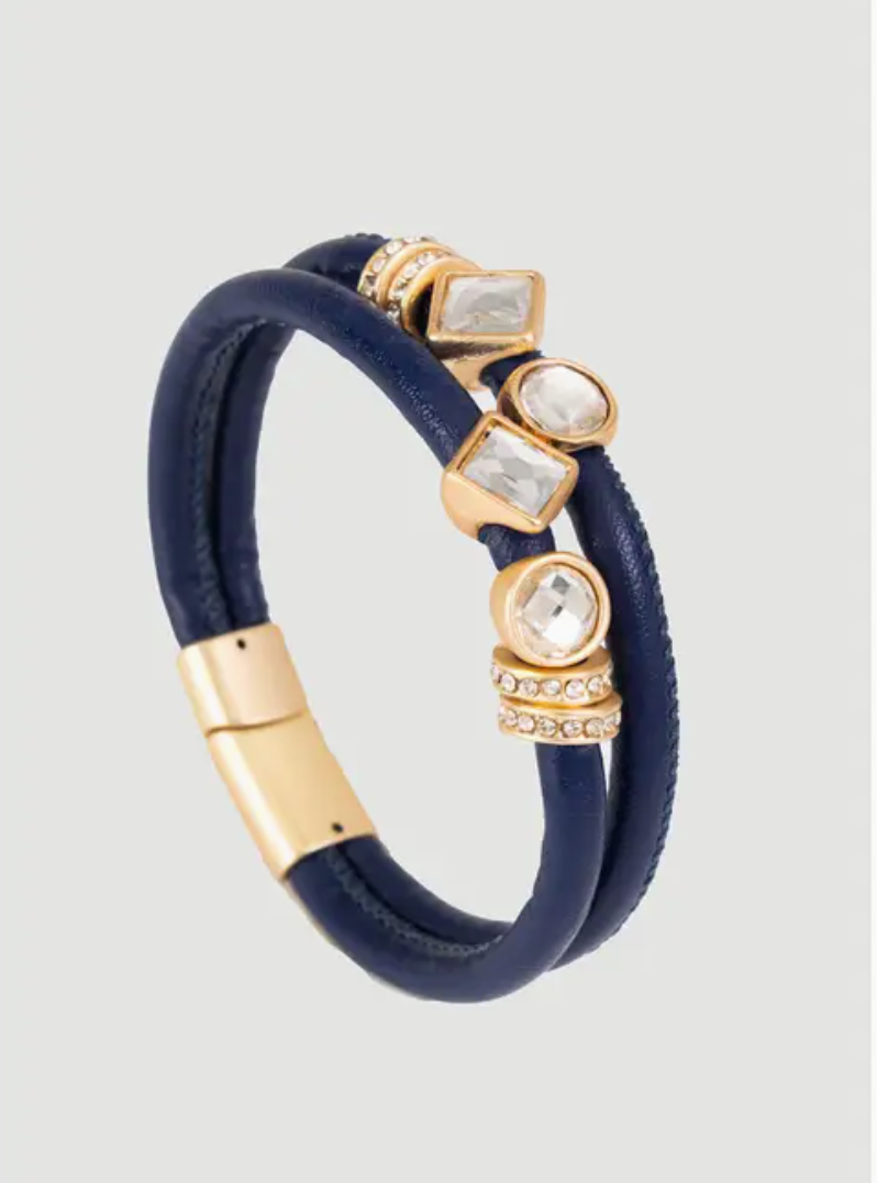 Bling Charm Leather bracelet in 4 Colors